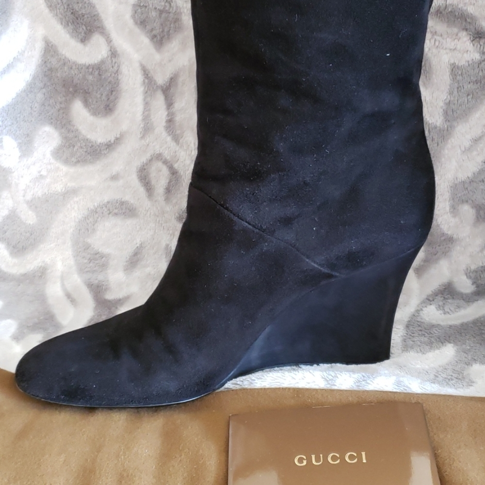 Gucci Black Suede Knee High Boot 8.5US fit 8.5-9 - Picture 2 of 16